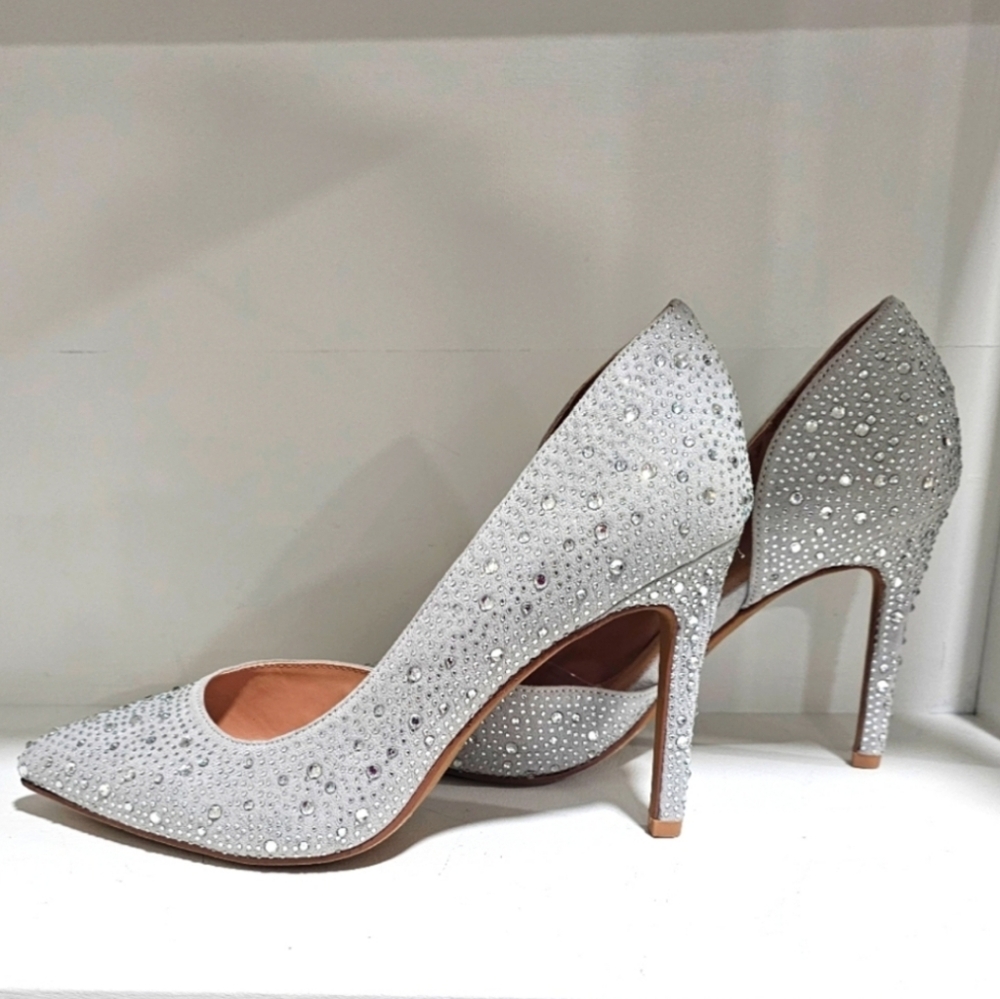 Bcbgeneration Hanady Silver Glitter Rhinestone Po… - image 5